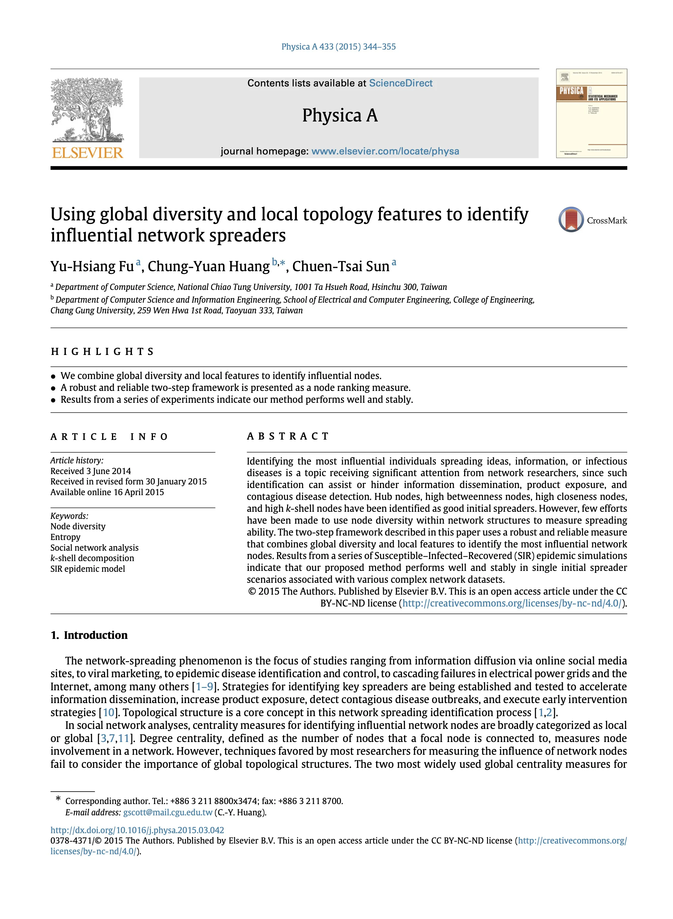 MV17 paper first page — Physica A 2015